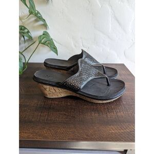 Dr. Scholl's Women's Black Perforated Wedge Slip-on Sandals - Size 10